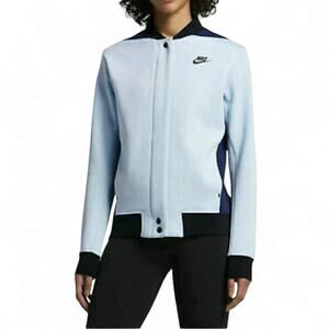 Nike Tech Fleece Destroyer Jacket Womens Size Large Full Zip Light Blue Black